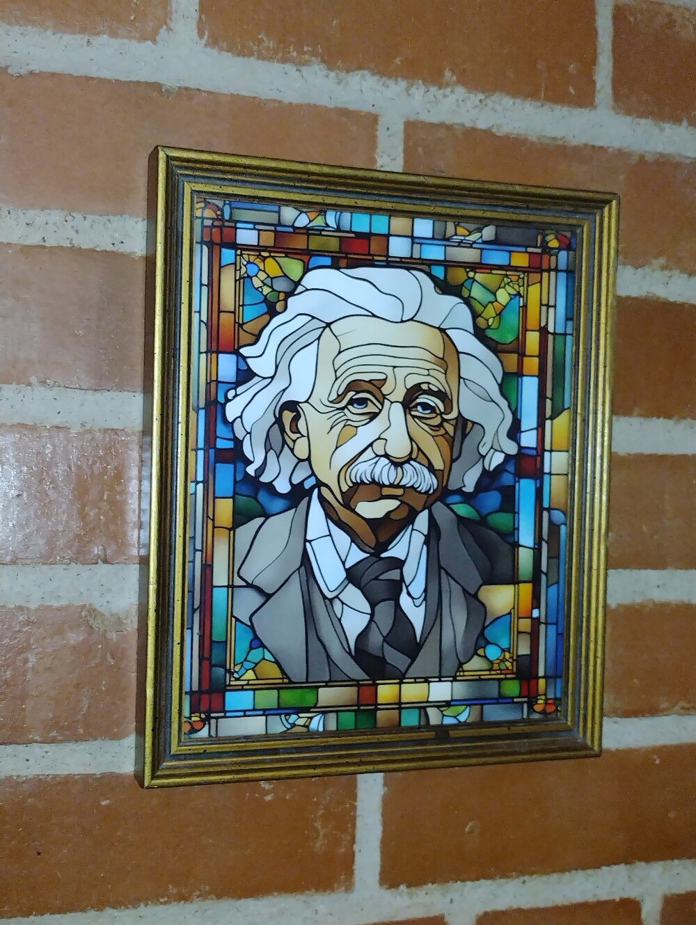 Albert Einstein Stained Glass Style Framed Art Print By Neon Nicho